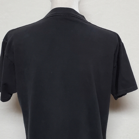 Vintage 1990s Oneita Washed Black Las Vegas Nevada Gold Embroidered Graphic Tee - Picture 9 of 11